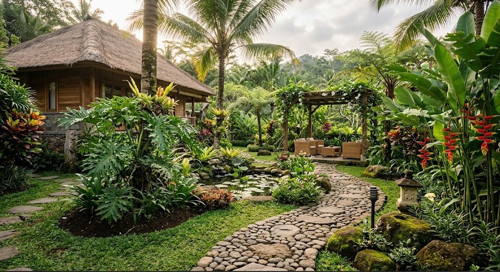 Membuat Taman Tropis di Bali Konsep, Material, dan Tanaman
