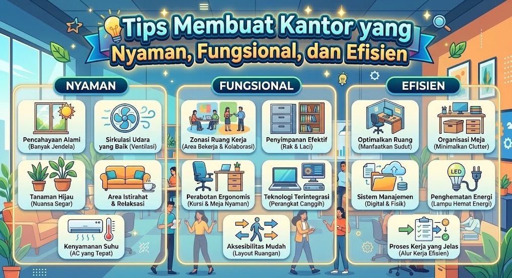 Tips Membuat Kantor yang Nyaman, Fungsional, dan Efisien